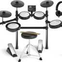 AODSK Electric Drum Set with Quiet Mesh Pads,Electronic Drum for Beginner,USB MIDI,Throne,Headphones,Sticks, Included 15 Kits and 195 Sounds (AED-403-Teenagers Beginners)