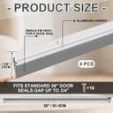 FoldTier 4 Pcs All-Season Door Sweep for Bottom of Exterior and Interior Door, 1-3/8 x 36 Inch, Aluminum Alloy and Rubber, Ideal for Residential and Commercial Use