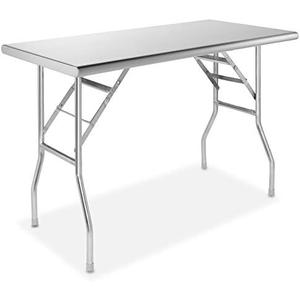 GRIDMANN Stainless Steel Folding Table 48 x 24 Inch, NSF Kitchen Prep & Work Table