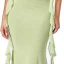 CIDER Formal Dresses for Women Wedding Guest Dresses Summer Maxi Dress Sleeveless Mesh Ruffle Cocktail Dress Elegant Outfits (X-Small, Green)