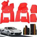 Floor Mats Floor Liners Carpet Compatible with for Corvette C8 Coupe 2020 2021 2022 2023 2024 2025 2026, All Weather Anti-Scratch Wear-Resistant 360 Full Floor Protector Accessories (Red)