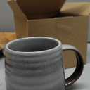 Ceramic Coffee Mugs, 16oz, Large Capacity, Wide Bottom, Transmutation Glaze Craft, Handmade Pottery Mug, Tea Cups with Handle for Office/Home, Dishwasher and Microwave Safe (Grey Black)