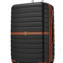 Kono Expandable 28 Inch Luggage with Spinner Wheels, Large Checked Luggage with Lock, Lightweight & Anti-Scratch PC+ABS Hardshell Travel Suitcase, Black/Brown