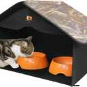 Outdoor Cat House, Waterproof Pet Shelter/Dining Room, for Feral/Community Cats (Camo1)