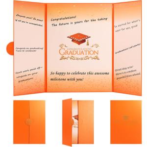 8 x Graduation Guest Book 2026 Graduation Decorations Class of 2026 Graduation Sign in Book Signature Board Keepsake Grad Party Supplies College High School Graduation Gift Card Book (Orange)