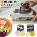 Mueller Vegetable Chopper Mandoline Slicer, Food Veggie Chopper, Cheese Grater, Onion Vegetable Cutter with Container, Dicer, Kitchen Gadgets & Essentials, White Sand/Grey