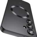 Magnetic for Samsung Galaxy S24 Case [Compatible with MagSafe][Built-in Camera Lens Protector] Slim Soft Silicone Bumper Shockproof Metallic Luster Phone Case (Black)