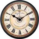 Justup Wall Clock, 12 inch Metal Black Wall Clock European Style Retro Vintage Clock Non - Ticking Whisper Quiet Battery Operated with HD Glass Easy to Read for Indoor Decor (Black 12')