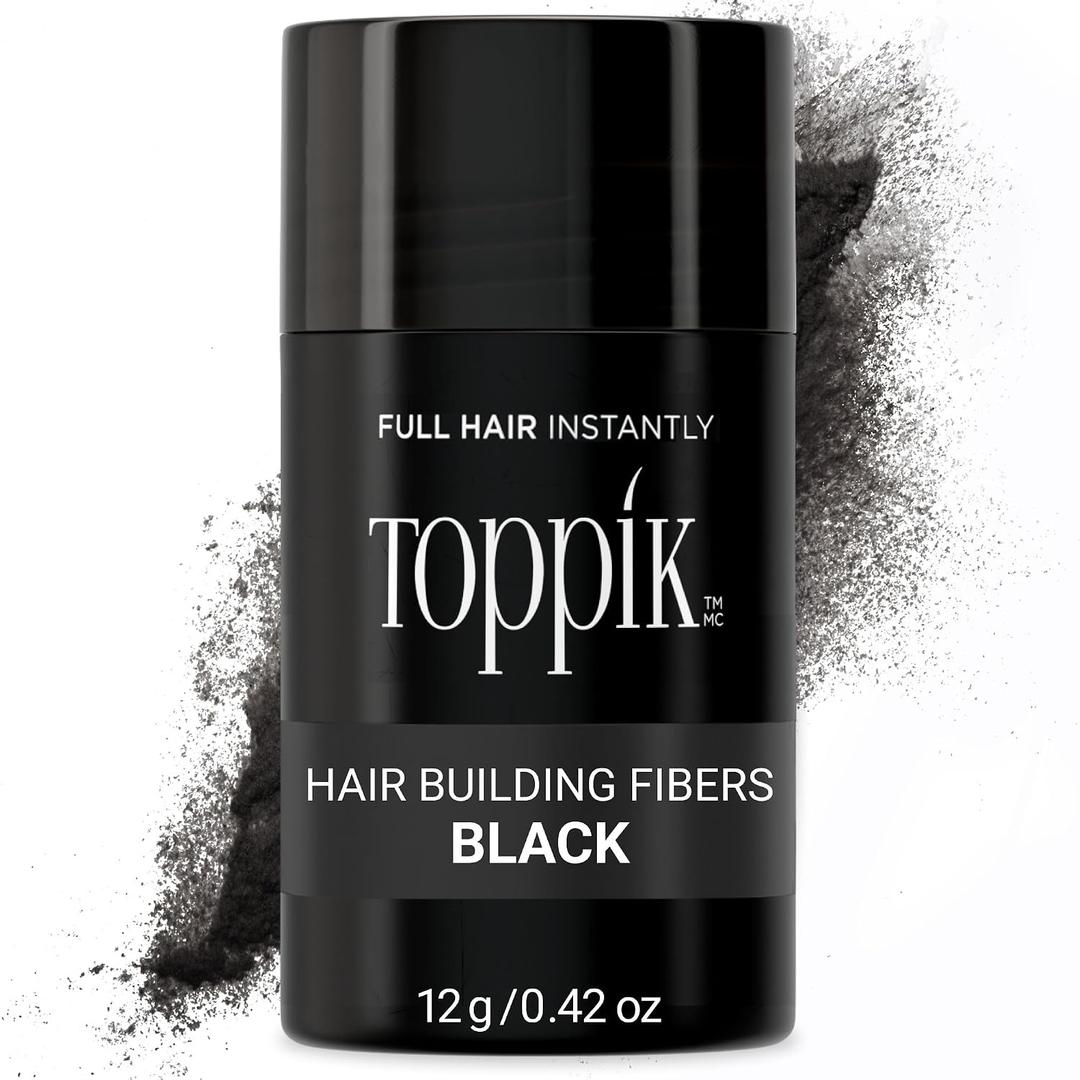 Toppik Hair Building Fibers, Fill In Fine or Thinning Hair Instantly Thicker, Fuller Looking Hair, Black, 0.42 Ounce (Pack of 1)