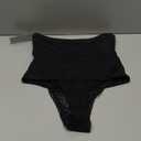 Werena Tummy Control Thong Shapewear for Women Mid High Waisted Body Shaper Underwear Lace Shaping Thong Girdle Panties (Large, Black)