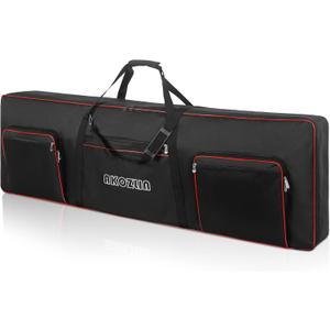 AKOZLIN 88 key Electric Piano Keyboard Gig Bag 57.5"X18"X6.75" with Adjustable Straps and 5-Pocket for Accessaries,88-Note Keyboard Case