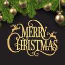Maitys 15 x 10.8 Inches Large Metal Christmas Hanging Sign Merry Christmas Word Sign Rustic Metal Letters Wall Decor for Indoor Outdoor Yard Party Ornaments(Gold)