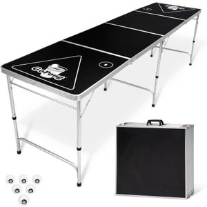 GoPong 8 Foot Portable Beer Pong/Tailgate Tables (Black, Football, American Flag, or Custom Dry Erase)