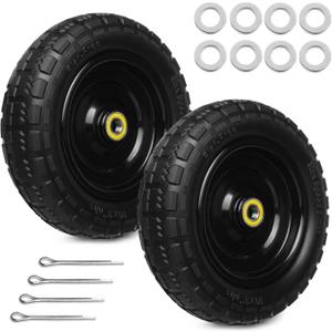 10 Inch Solid Rubber Tires, 4.10/3.50-4 Tire and Flat Free with 5/8" Bearings, 2.17" Offset Hub for GOR Garden Carts, Garden Wagon Carts, Trolleys, Hand Trucks and Utility Cart(2 Pack)
