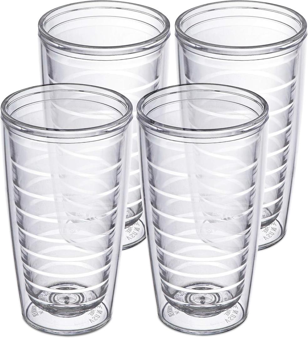 Homestead Choice 16oz Insulated Tumblers Plastic Keeps Drinks Cold & Hot, 4pack Double Walled Clear Insulated Drinking Glasses Cup, BPA-Free, Reusable, Camping, Travel, Kitchen, Party