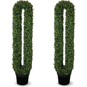 Boxwood Topiary Trees – Set of 2 – 3 feet High Artificial Boxwood