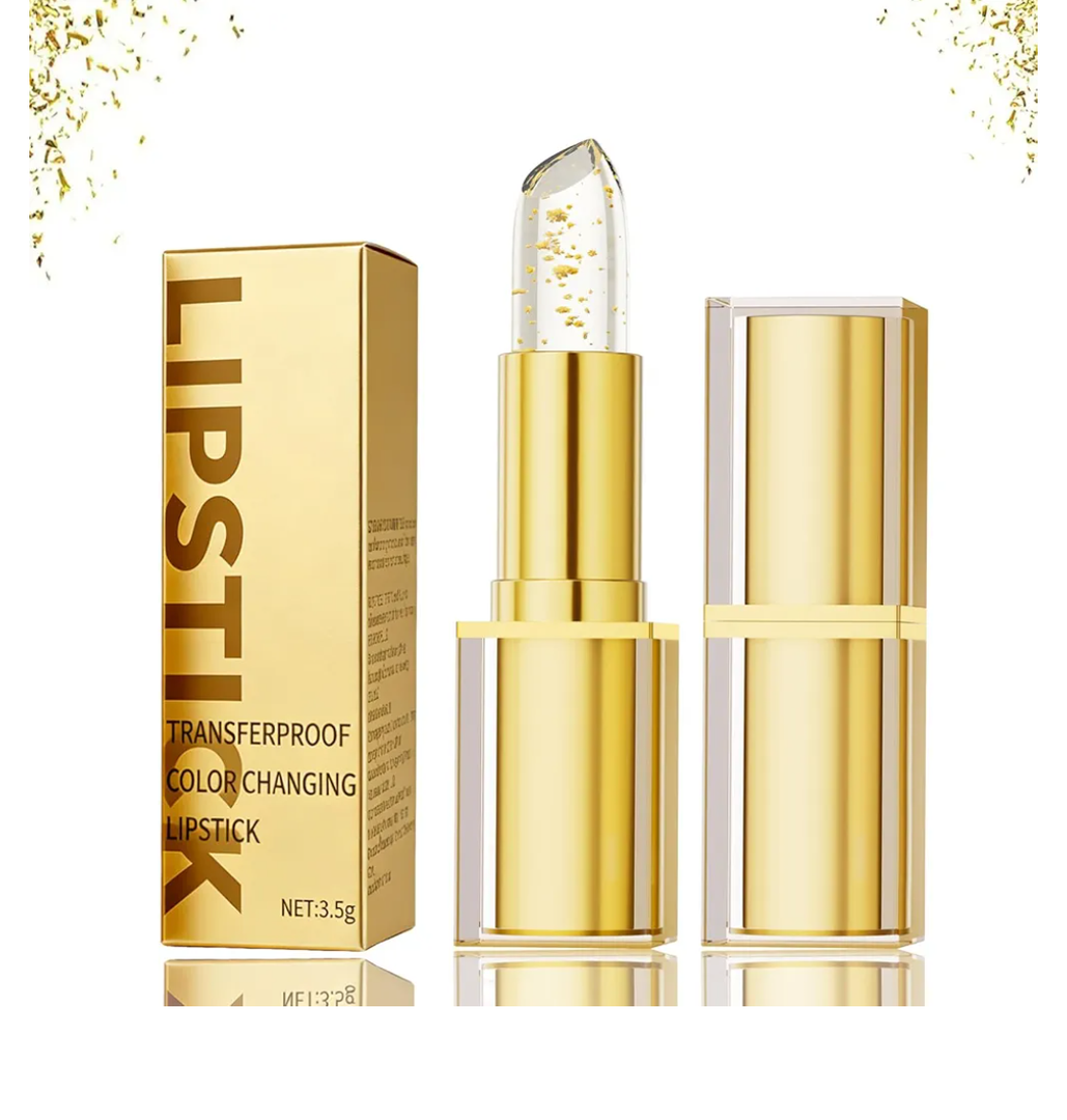 Lipstick - ﻿Ph Adjusting Lipsticks, Clear Lipstick That Changes Color, Gold Foil Transferproof Long Lasting Retractable Moisturizing Jelly Lip Stick With Glossy Shine For Women (1Pcs)High-Glossy
