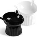 Ceramic Raised Cat Bowl, Tilted Raised Bowl Anti Vomit Bowls for Indoor Cats Whisker Friendly Pet Feeder for Cats Puppies, Microwave and Dishwasher Safe