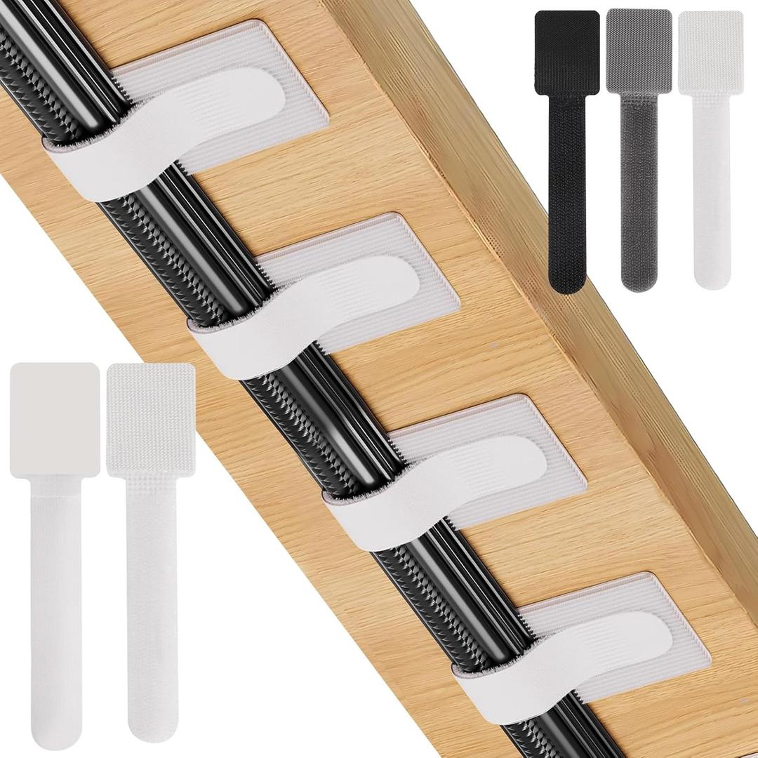 20-Pack Large Reusable Self-Adhesive Cable Ties cable management Adjustable Hook & Loop Straps for Organizing Data Cables, Wires, Headphones Under-Table Cord Management for Home, Office