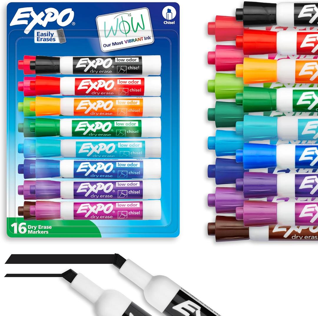 Expo Low Odor Dry Erase Markers Assorted Colors Chisel Tip - Pack of 16