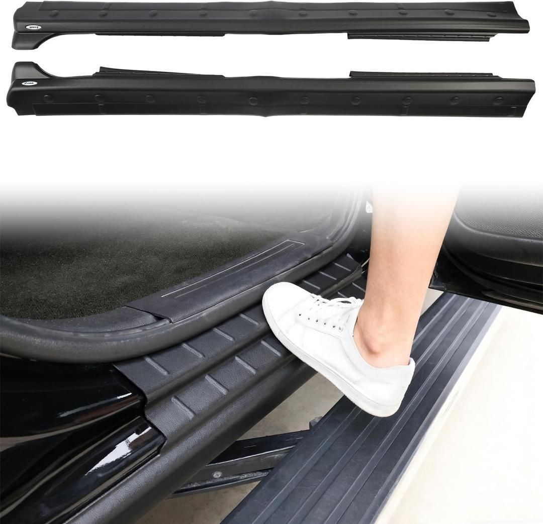 Slip-on Rocker Panel Cover, Fit for 2014-2018 Chevy Silverado Gmc Sierra 1500 Crew Cab, 2PCS Side Skirts & Door Sill Covers, No-Drill Install, Matte Black