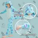 Kids Flannel Animal Onesie Costume Halloween Dress up Christmas for Girls and Boys (8 Years, Blue Dinosaur)