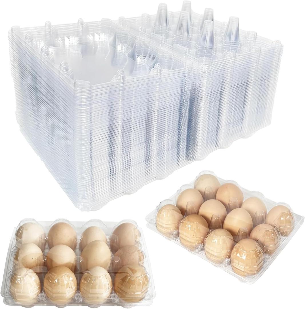 YSJFNVUI 50-Pack of 12-Count Plastic Egg Cartons  Bulk Clear Reusable Egg Containers Holds Chicken Eggs | Egg Cartons Cheap Bulk, Eggs 12 Count,Suitable for farms, markets and families.