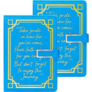 2 Pack Lined Journal Notebook for Women Men, A5 Hardcover Leather Journals with 400 Pages 80 GSM Thick for School Office Writing Business Travel, College Ruled Notebooks with Magnetic Buckle (Sky Blue)