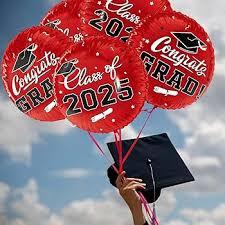10 Red and black graduation balloons 2025