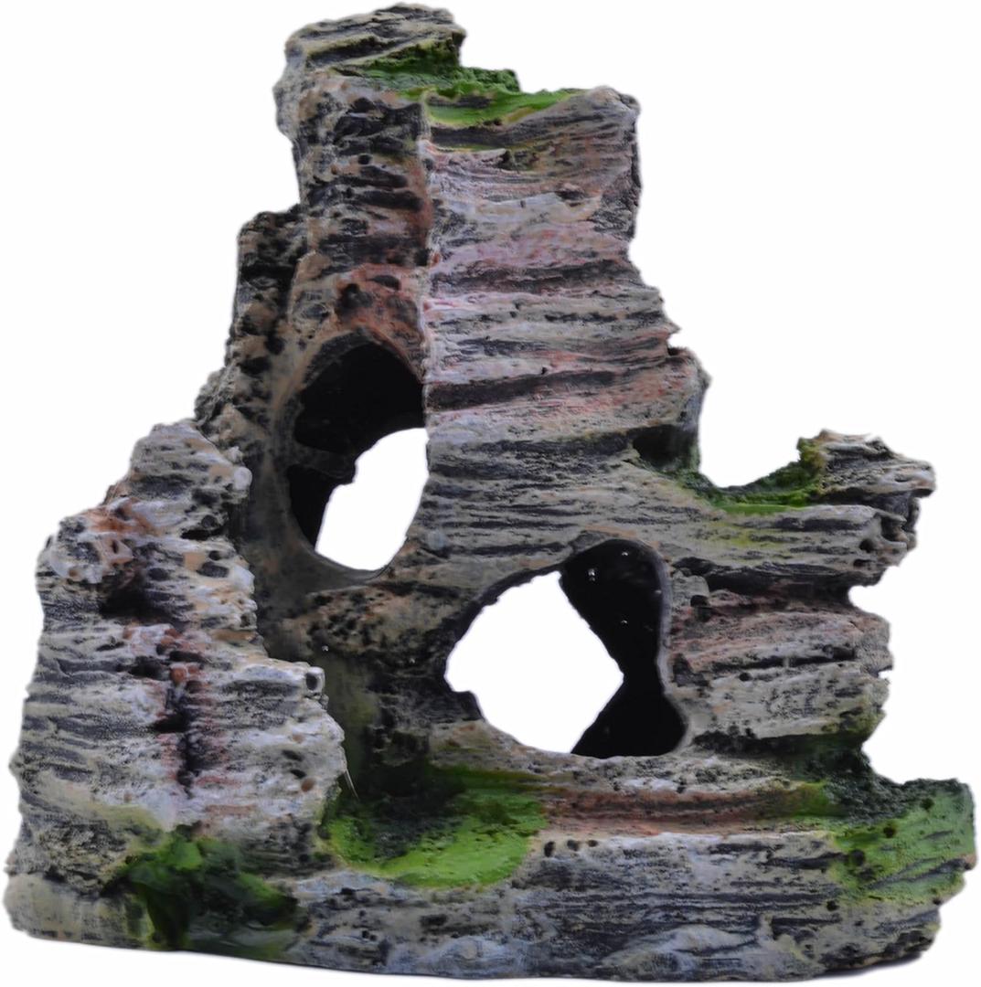 Mountain View Decor Rockery Landscape Rock Hiding Cave Tree Aquarium Ornament Fish Tank Decoration