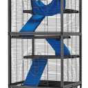 HABUTWAY 45''H Metal Small Animal Cages, Rolling Chinchilla Cage with Removable Ramps, Lagre Critter Nation Cage for Chinchillas/Guinea Pigs/Rabbit, Ferret Cages with Hammock & 4 Tiers, Black (Medium)