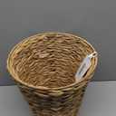 Boho Wicker Trash Can with Lid,Waterproof Bathroom Trash Can Hand Woven Wicker Waste Baskets for Kitchen Office Bedroom (1.3Gallons, Seagrass)