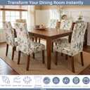 Chair Covers for Dining Chairs Set of 4, Stretchy Soft Parson Chair Covers Removable Washable Kitchen Dining Room Chair Slipcovers with Elastic for Universal Fit (Beige Flowers II)