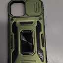 Case for iPhone 15 Phone Case iPhone 15 Case with Slide Camera Cover, with Finger Ring Holder Stand, fit Magnetic Car Mount, for iPhone 15 (Olive Green)