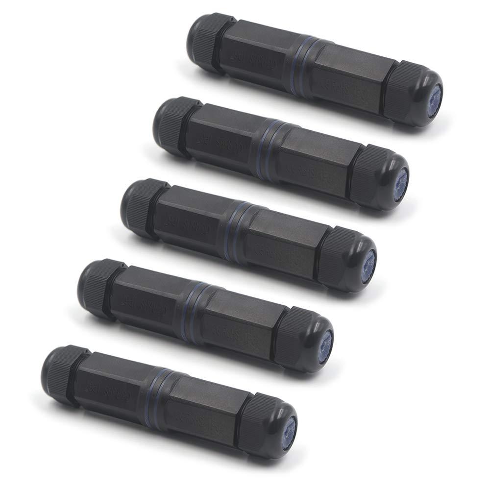 VCE IP68 Waterproof Ethernet Coupler 1000Mbps, CAT6/CAT5E/CAT5 Female to Female Adapter PoE, Shielded Outdoor RJ45 Connector 5-Pack