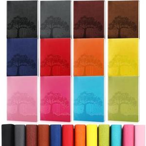 TaoBary 12 Pcs A6 PU Leather Journals Notebook Bulk Colorful Tree Life Lined Journal Soft Leather Cover Ruled Writing Notebook for Writing Office School Home Business 128 Pages (Vintage Color)