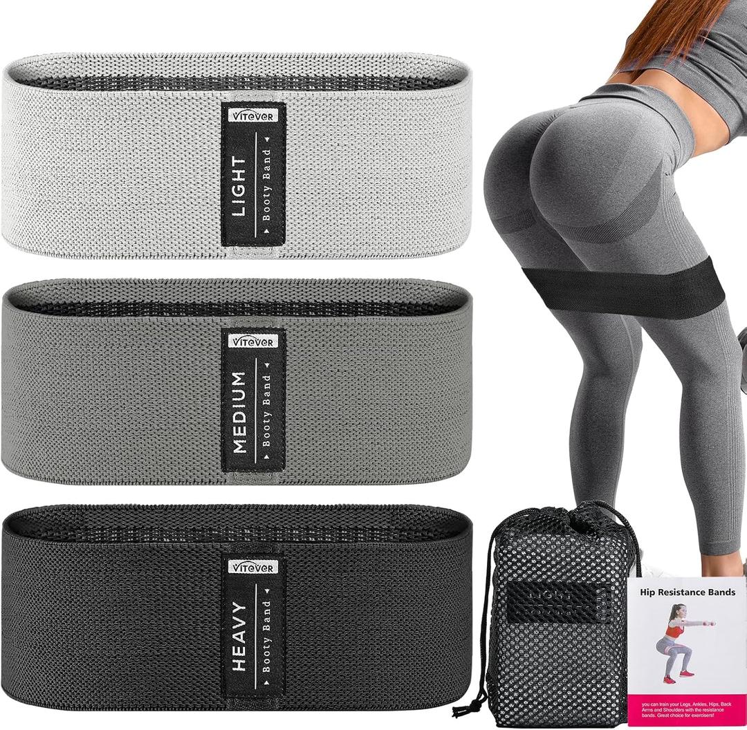 Booty Bands Set, Resistance Bands for Working Out, Exercise Bands for Women and Men Legs and Butt, Stretch Bands for Pilates, Yoga Starter Set (Black)
