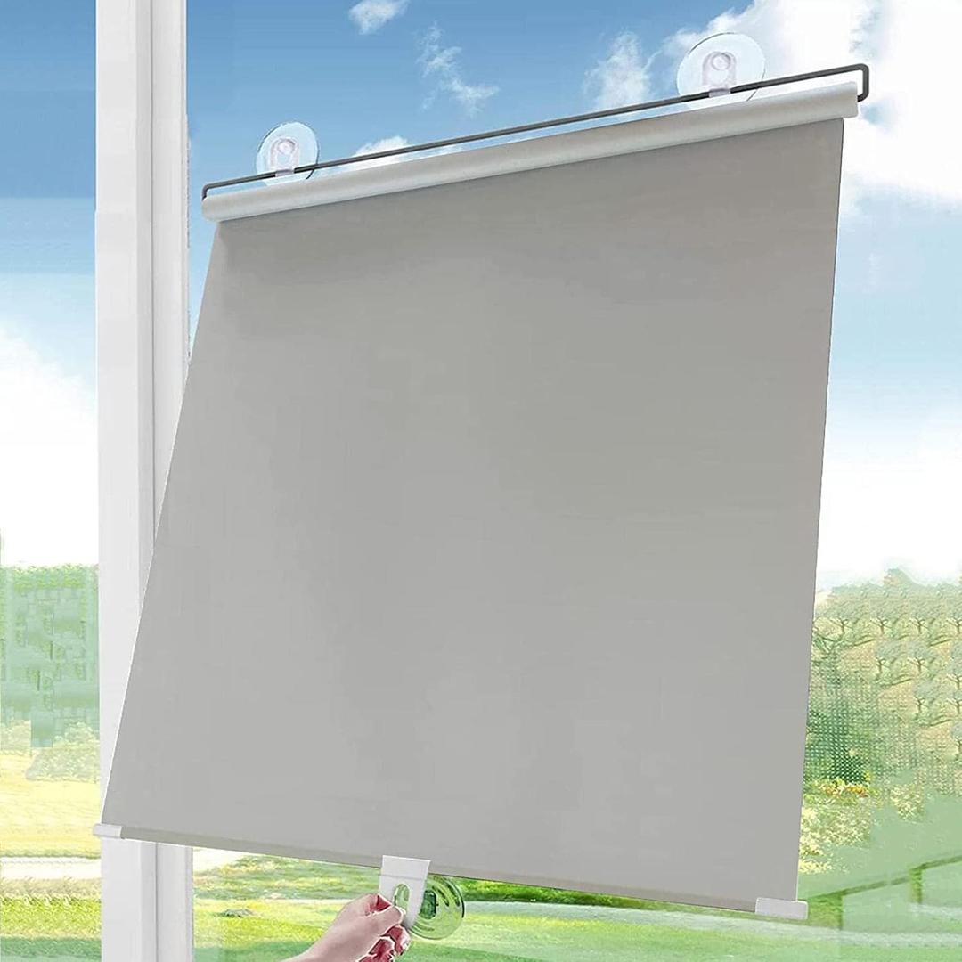 Roller Blinds with Suction Cups, Sunscreen Blackout Windows Roller Shades, Retractable Sunshade Roll Up Blinds, Thermal Insulated Curtains, Temporary Blinds No Drilling,Grey-75125cm(29.5 * 49.2in) (Gray)