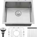 20 inch Drop In Bar Sink - VOKIM 20"x 19" Drop In Kitchen Sink Stainless Steel Top Mount Sink Single Bowl Handmade Small Bar sink with Accessories