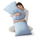 Bedsure Body Pillow Cover, Cooling Body Pillow Pillowcase for Hot Sleepers, Rayon Derived from Bamboo, Pure Woven Silky Soft Long Pillow Case Cover with Envelope Closure, Light Blue, 20x54 Inches