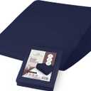 CirclesHome Wedge Pillow Cover 100% Cotton, Zippered Wedge Pillow Case Protector, Soft, Hypoallergenic & Breathable - Navy, (25Wx26Lx7.5)