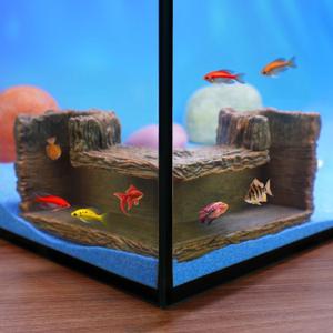 90 Corner Fish Cave Viewing Tunnels | Realistic Driftwood Stump Hideout for Shrimp, Betta, Corydoras | BPA-Free Premium Resin, Safe for Aquarium (5.1x5.1x2.8)