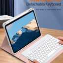 MoKo for New iPad Air 11 Inch Case with Keyboard 2025/2024 Released, Magic Detachable Folio Keyboard Cover with Pencil Holder for iPad Air 7th/6th/5th/4th Generation, Flowers Pink