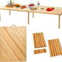 Zupemo 80"x30" Boho Wooden Picnic Table, Portable Outdoor Low Picnic Table with Adjustable Legs 13" & 16" for Floor Seating, Beach, Camping, BBQ, Backyard, 80x30in Seating for 12 People N03