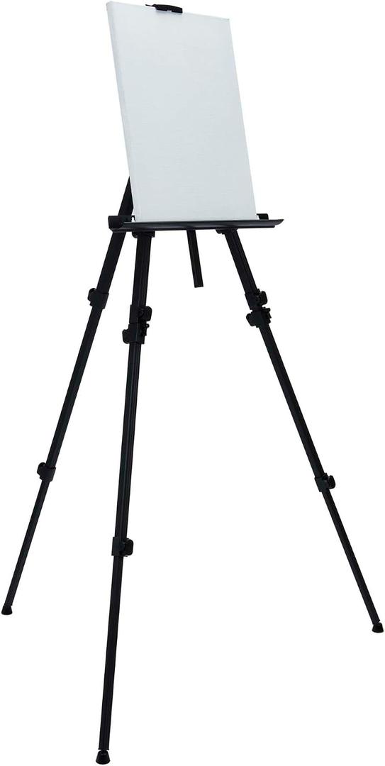 SoHo Artist Aluminum Field Easel, Black - Lightweight Art Supplies Easel Stand for Sign or Painting, Adjustable to 79-1/2", Holds Canvas Up to 60", Includes Nylon Case with Strap