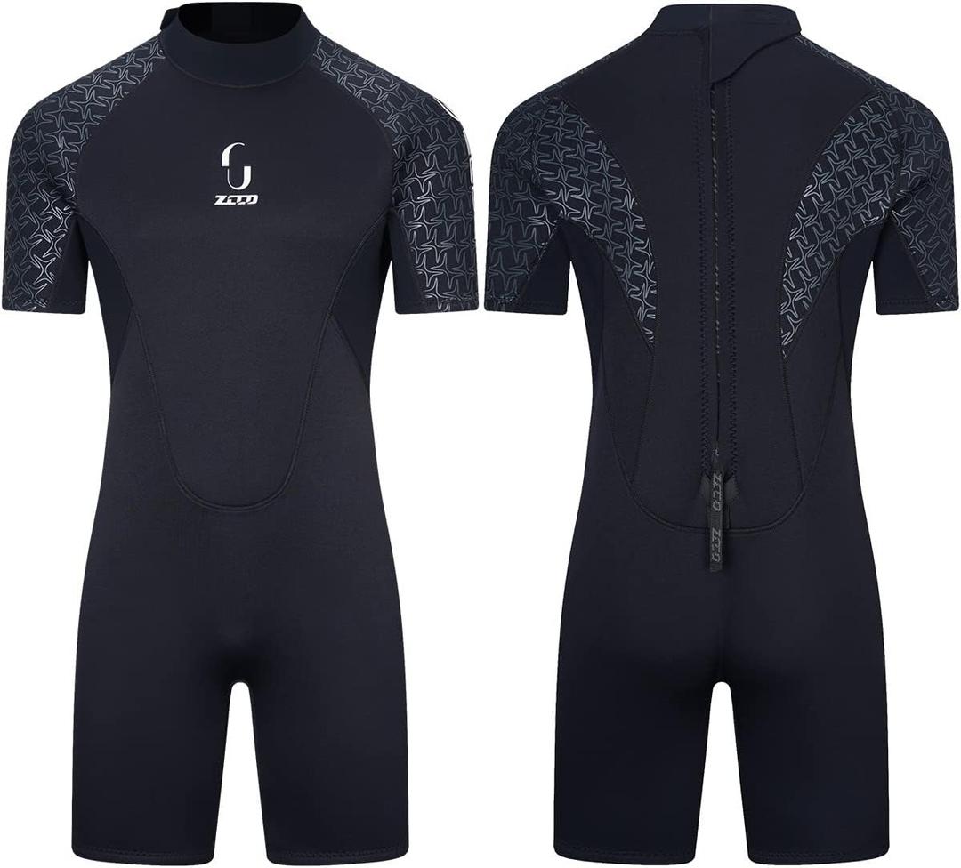 Mens 3mm Shorty Wetsuit Womens Full Body Diving Suit Back Zip Dive Skin for Diving Canoe Spearfishing Surfing Snorkeling Swimming Suits (Medium) Mens 3mm Shorty Wetsuit Womens Full Body Diving Suit Back Zip Dive Skin for Diving Canoe Spearfishing Surfing Snorkeling Swimming Suits (Medium)
