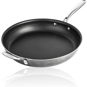 Granitestone 14” Frying Pan with Lid, Large Non stick Frying Pan for Cooking, Frying Pan Nonstick, Ultra Durable Mineral and Diamond Coating, Family Sized Open Skillet, Oven and Dishwasher Safe, Black