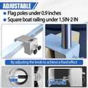 2PCS Pontoon Boat Flag Pole Mount for 0.9" Flag Pole, 2" Square Rail, Adjustable, Heavy Duty, Anti Scratch Nut