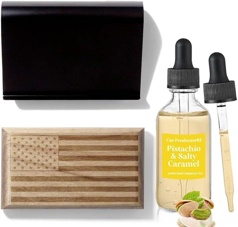 Car Air Freshener Wood Car Fresheners Diffuser, Pistachio & Salty Caramel
