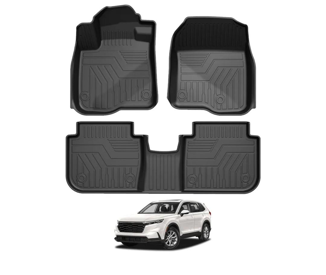 Falafa Floor Mats for Honda CRV 2025 2024 2023 (Include Hybrid), TPE All Weather Protection Floor Liners for Honda CR-V Hybrid Accessories,1st & 2nd Row, Odorless Anti-Slip, Black